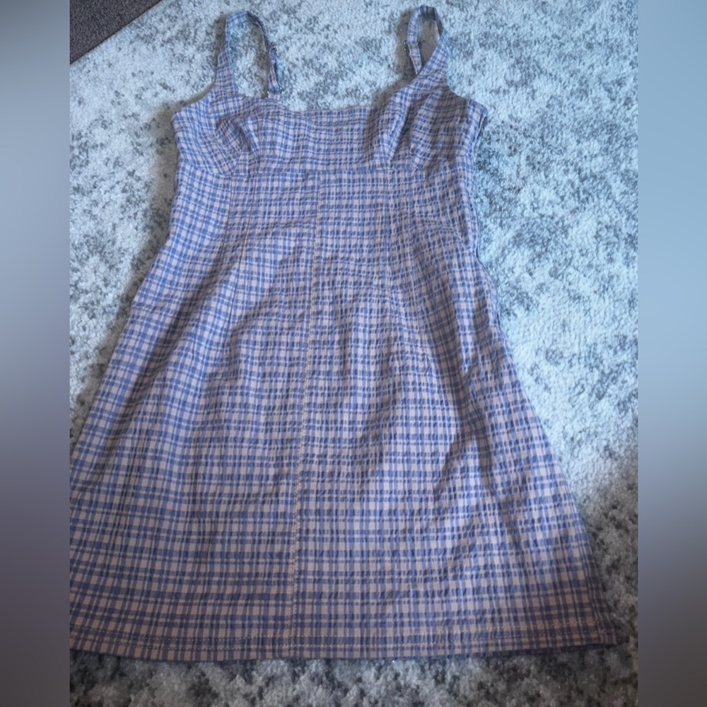 BDG Plaid Bodycon Mini Dress Brown Blue Size: Small